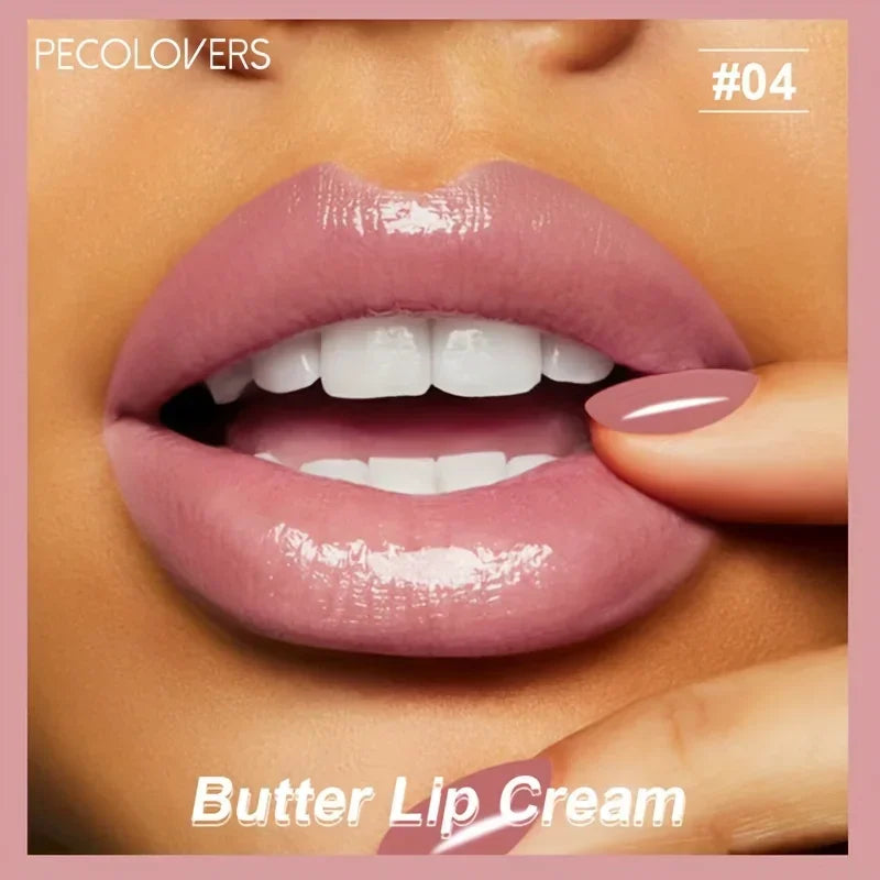 1PC Butter Gloss Non-Sticky Lip Gloss Long Lasting Nude Lip Makeup Hydrating Lip Gloss with Essential Oil Liquid Lipstick