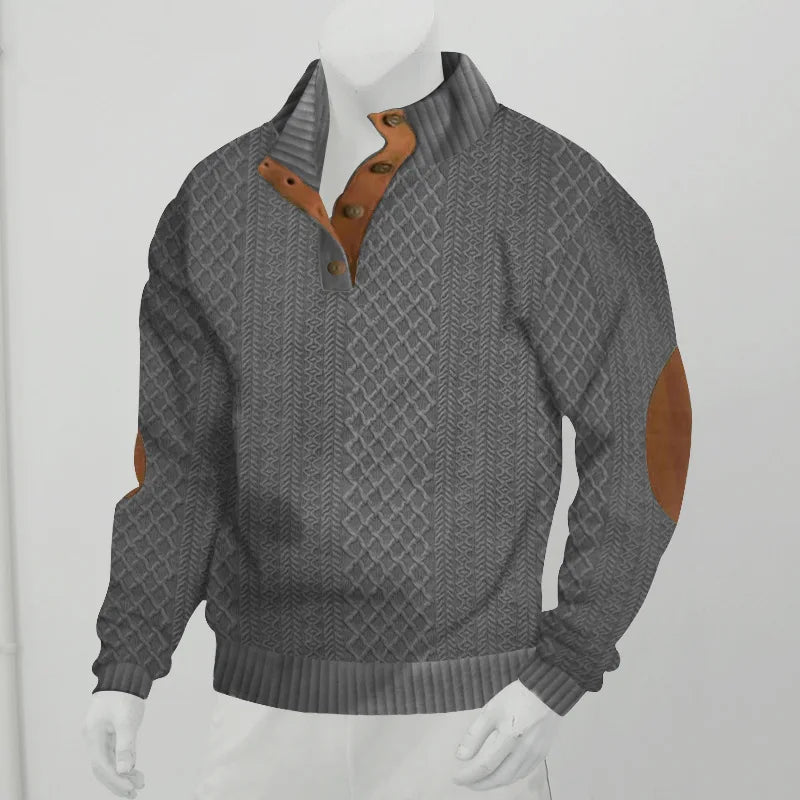 2024 cross-border hot-selling autumn and winter men's casual stand-up collar long-sleeved jacquard knitted pullover sweater