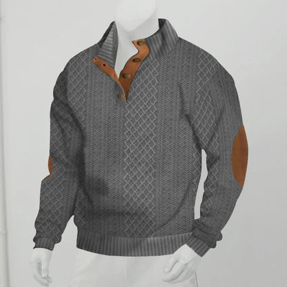 2024 cross-border hot-selling autumn and winter men's casual stand-up collar long-sleeved jacquard knitted pullover sweater