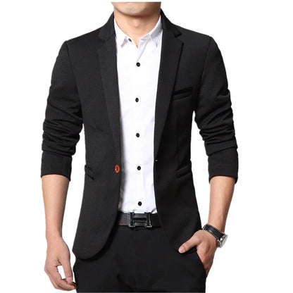 2024 Men Slim fit New Fashion Blazer Suit Jacket Black Blue Red Plus size L to 5XL Male Blazers Mens Coat Wedding Dress