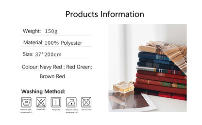 1PCS Winter Scarf for Women Red Green Plaid Scarf w/fringe Tartan Cashmere Feel Pashmina Shawl Soft Warm Chunky Scarves