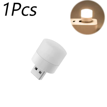 1/10Pcs Mini USB Night Light Warm White Eye Protection Book Reading Light USB Plug Computer Mobile Power Charging LED Night Lamp