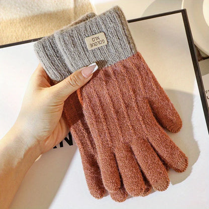 1pair Winter Warm Touch Screen Knitted Gloves For Women And Men, One Size Fit All