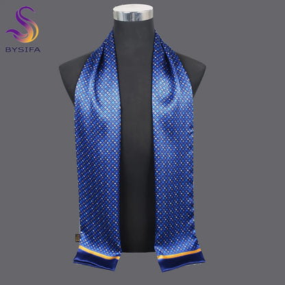 [BYSIFA] Male Silk Scarves Fall Winter 100% Silk Men Beige Khaki Long Scarf Accessories Spring Handsome Scarf Cravat160*26cm