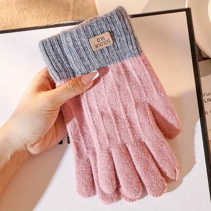 1pair Winter Warm Touch Screen Knitted Gloves For Women And Men, One Size Fit All